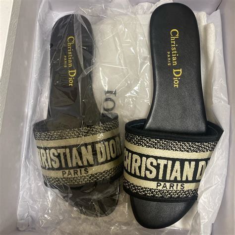 christian dior slides black and white|christian dior tracksuit for women.